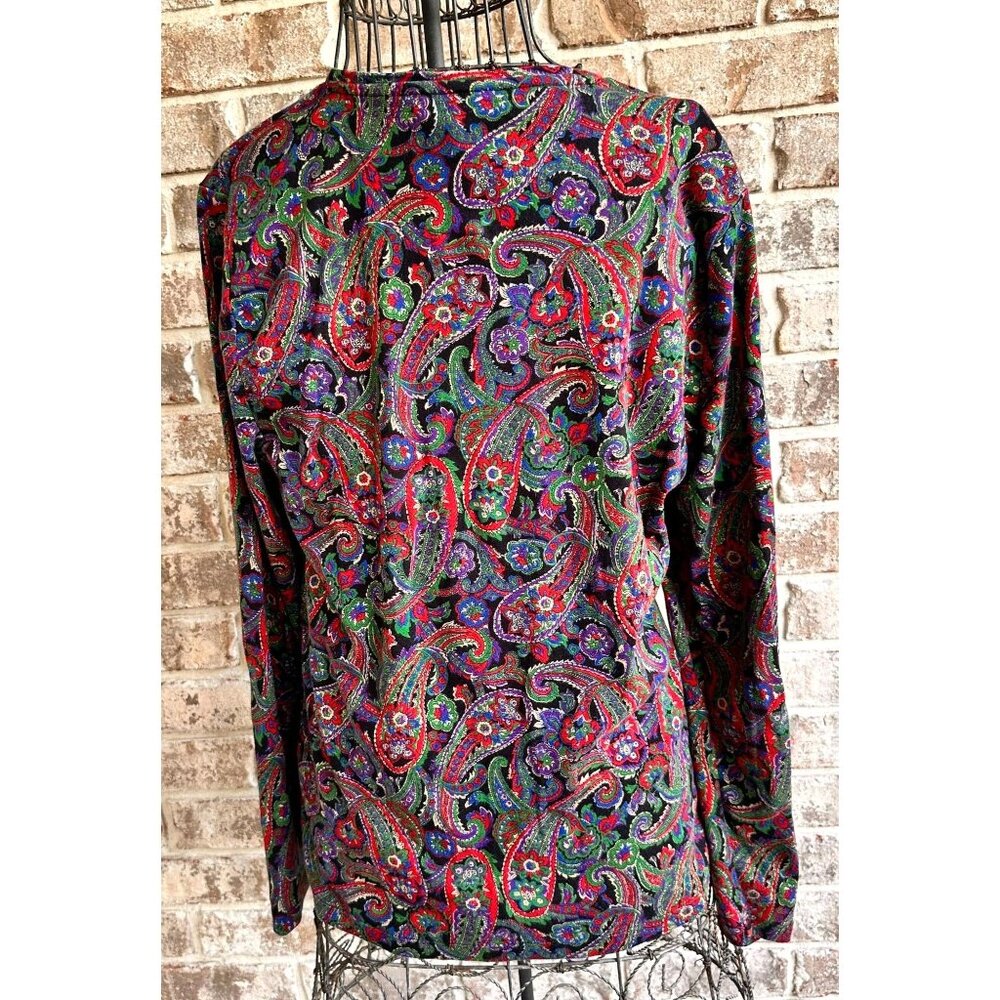 VTG Lauren Ralph Lauren Long Sleeve Top XL Pullover Paisley Preppy Cotto… - Picture 5 of 12
